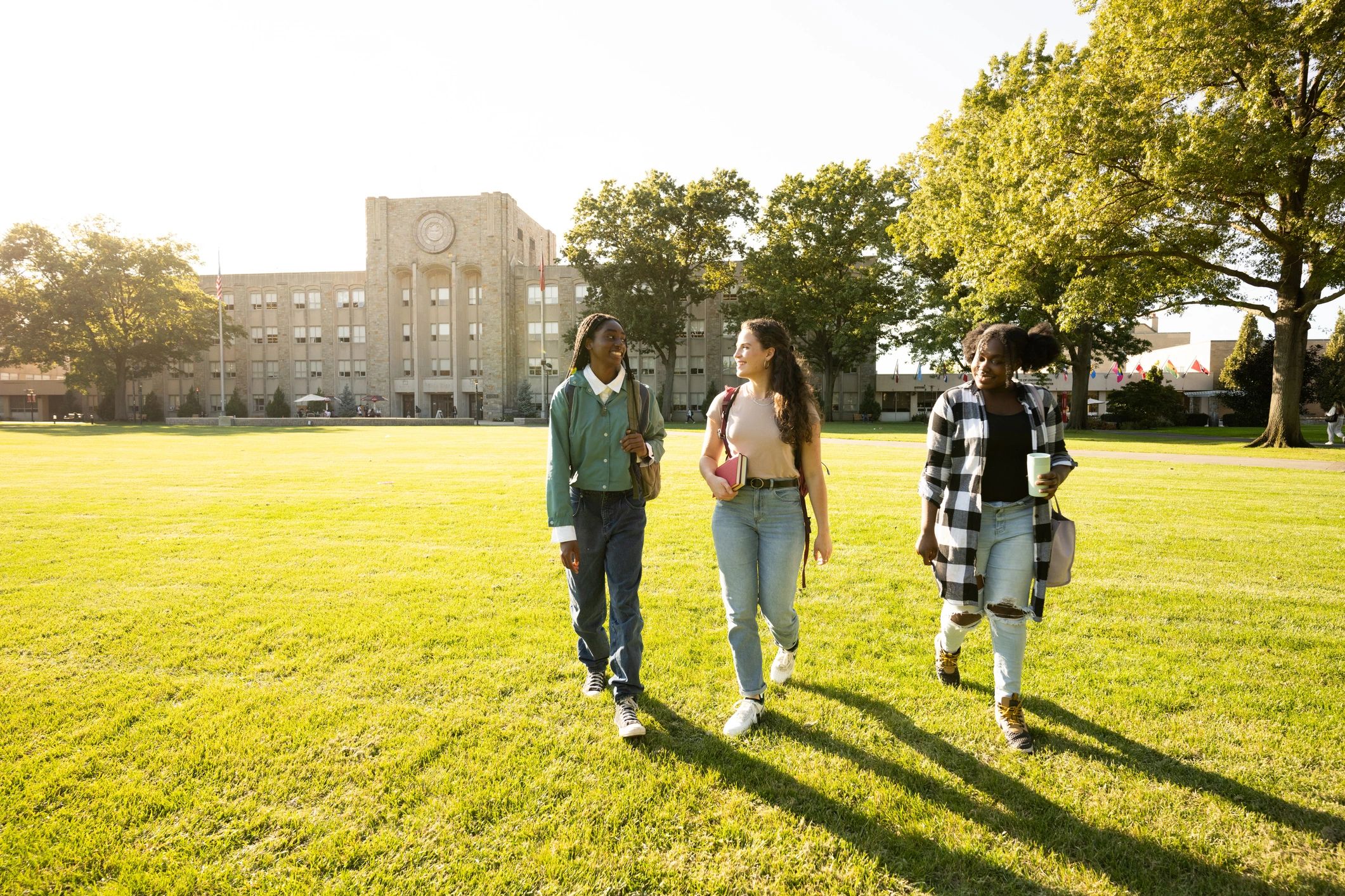 Students walking together on a school campus